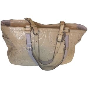 COACH GALLERY STITCHED Lavender PATENT LEATHER EMBOSSED TOTE F18326